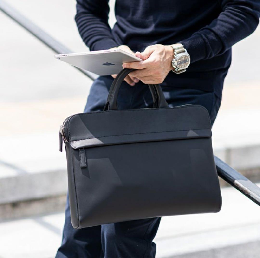 TRION 薄マチブリーフA4 ネイビー Navy ビジネスバッグ 牛革