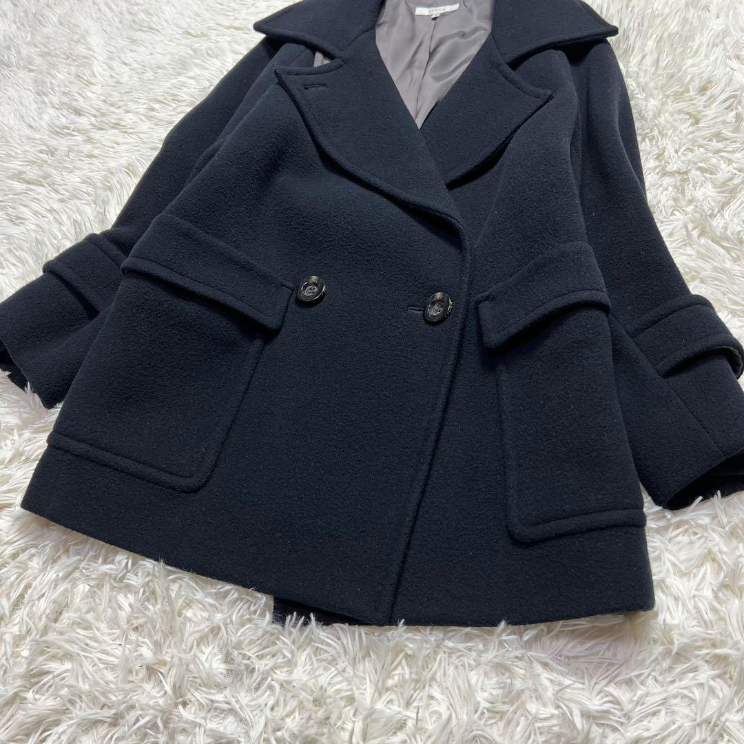 EPOCA エポカ ファインダブルモッサ   ビッグコート 38 黒　美品