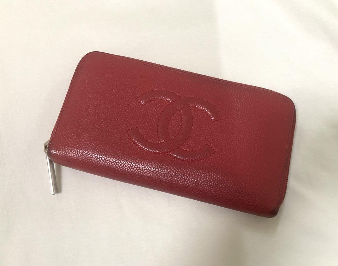 CHANEL シャネル 長財布 赤ソフトキャビアスキン CHANEL シャネル マトラッセ チェーンウォレット 長財布