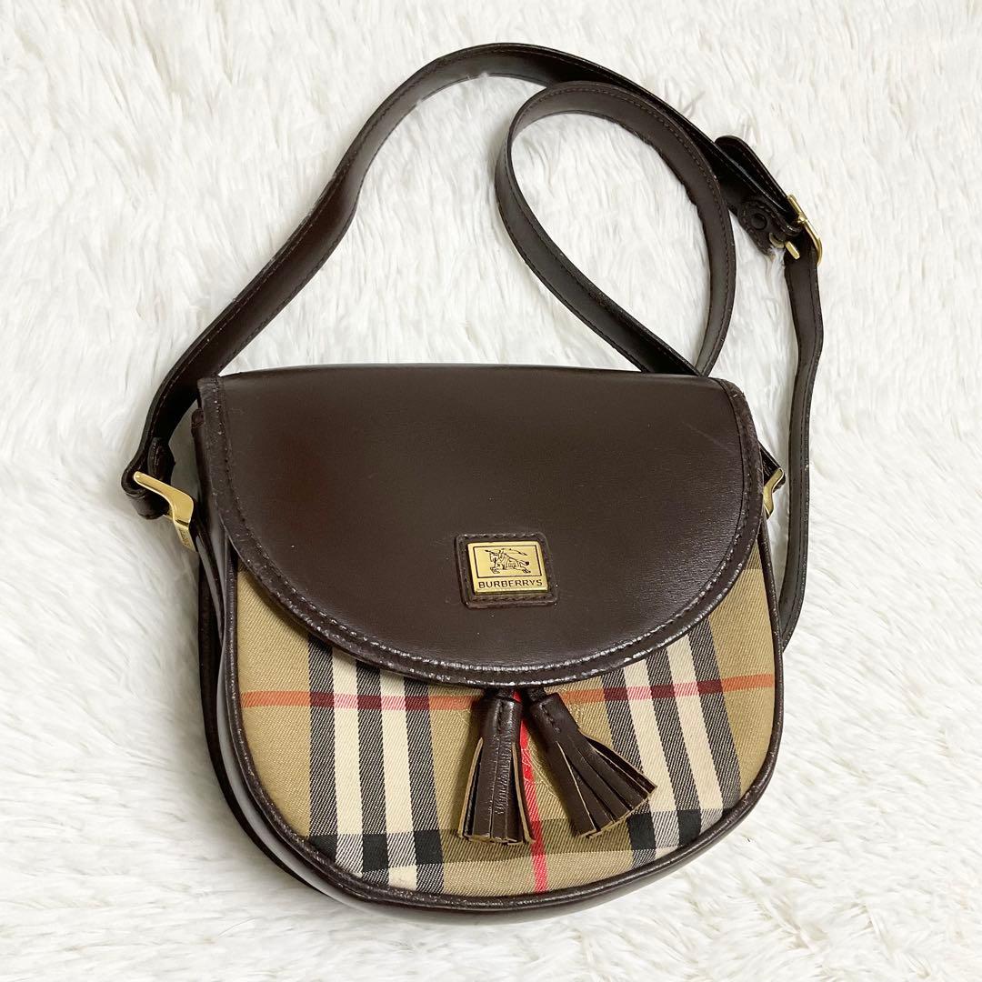 希少!!Burberrys バーバリー ノバチェック レディース 金ボタン ブラウス 長袖シャツ（40）三陽商会 希少品✨BURBERRY バーバリー ノバチェック ショルダーバッグ