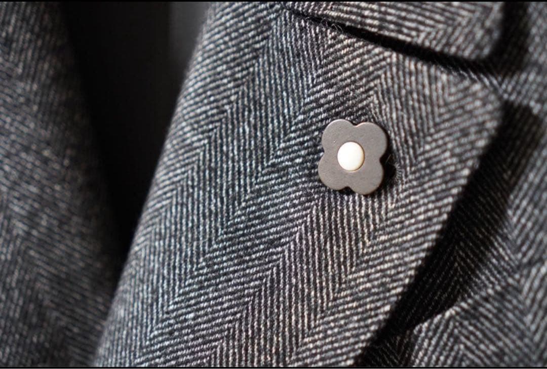 LARDINI グレー ヘリンボーン ポロコート 44 LARDINI グレー ヘリンボーン ポロコート 44