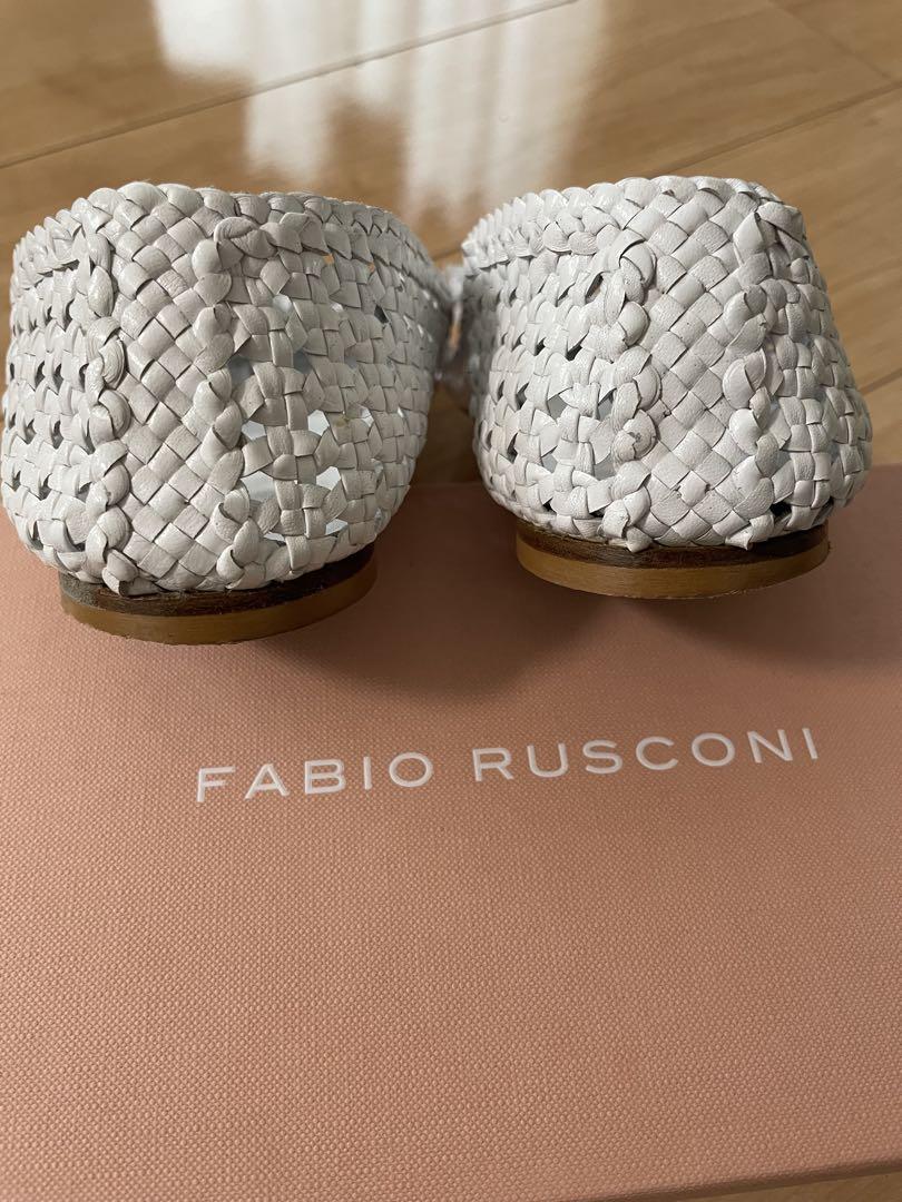 FABIO RUSCONI 編み込みホワイトシューズ 38