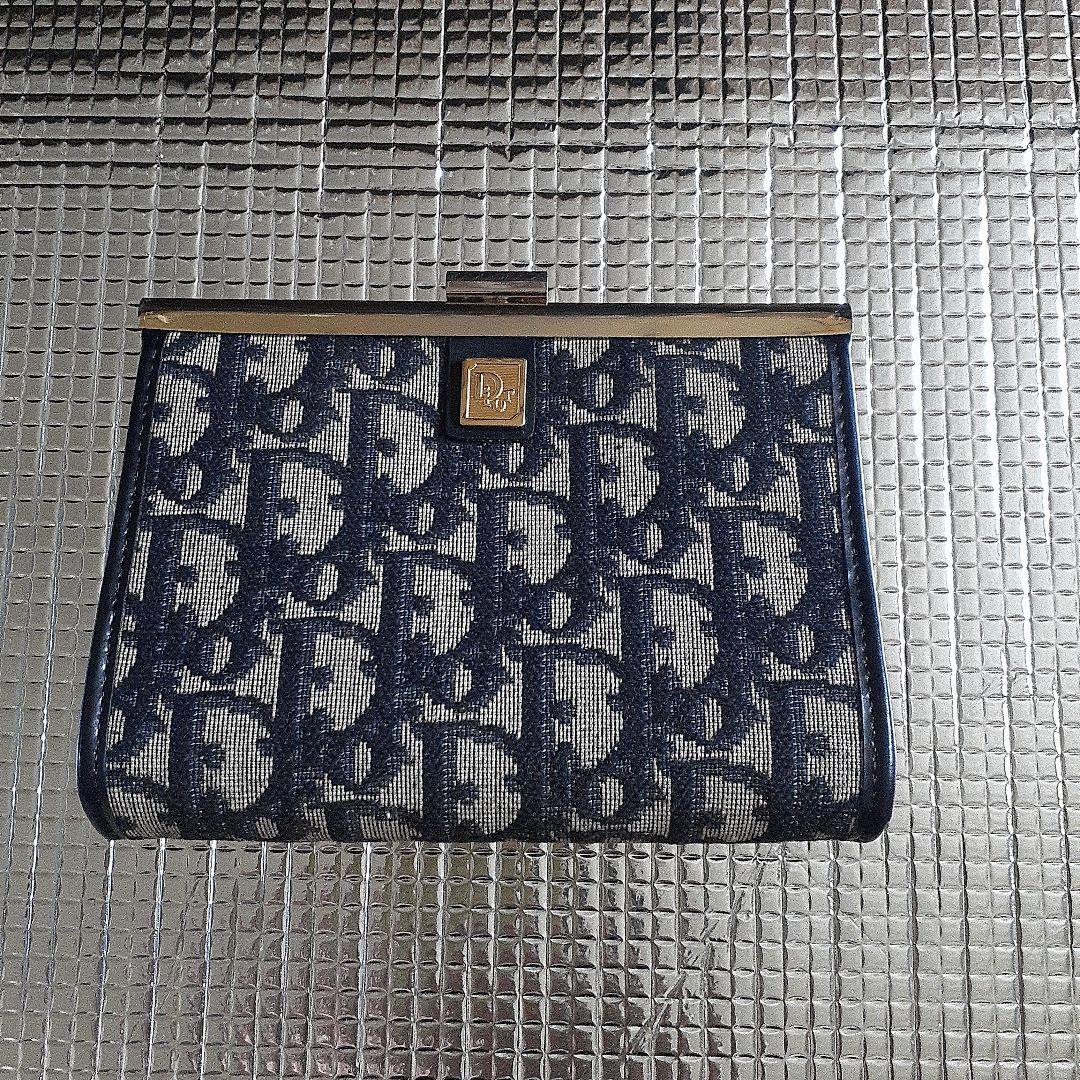 あ*い様 Christian Dior ネイビー がま口財布15×11×3