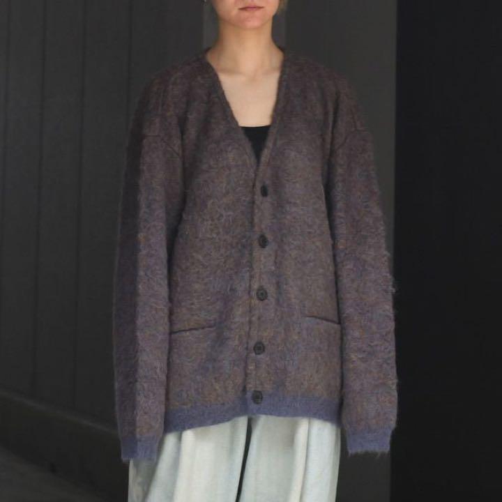 YOKE 4COLOR MIX JACQUARD MOHAIR CARDIGAN-