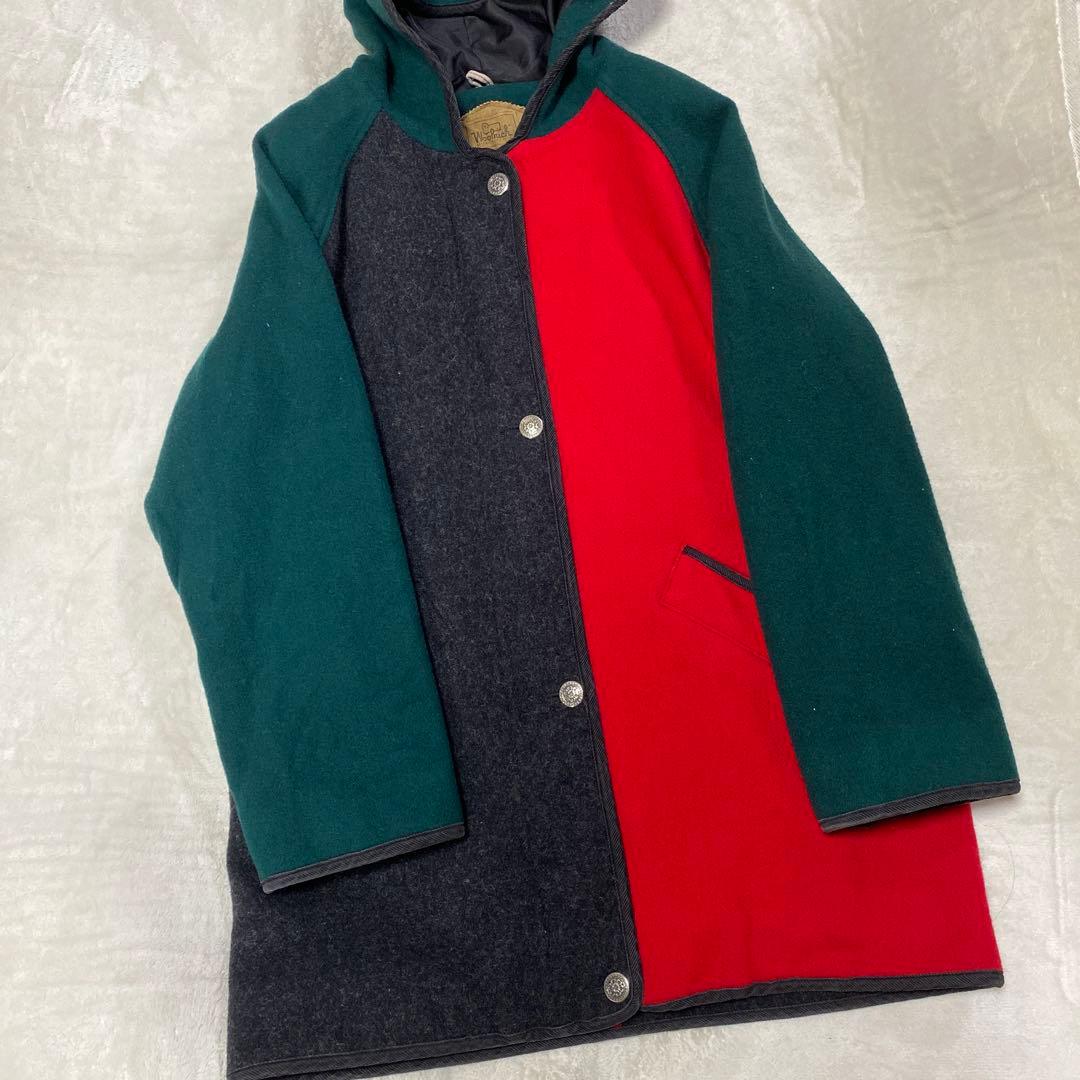 90's Woolrich クレイジーカラー 切り替え ウールコート USA製