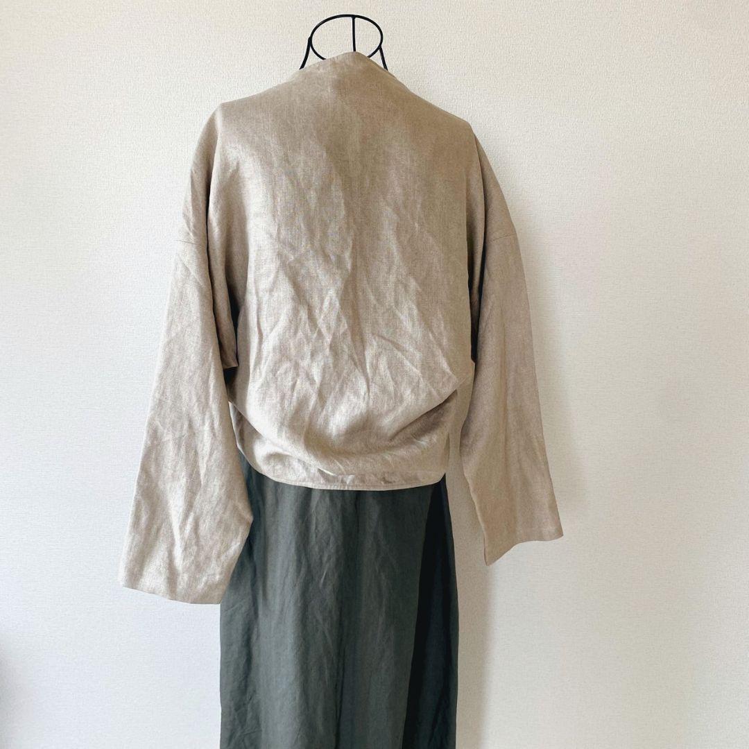 wafu. ワフ ノーカラージャケット ボレロ風 リネン わたぬき服装日本製