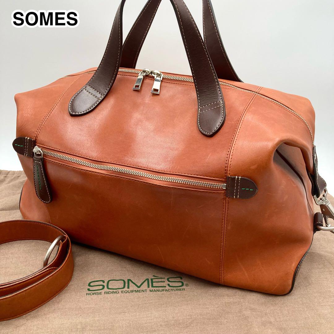美品✨ SOMES ボストンバッグ 本革 キャメル 2way 大容量 男女OK