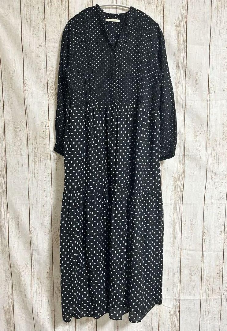 ⭐︎新品⭐︎ne Quittez pas ドット柄マキシワンピース ne Quittez pas ヌキテパ ワンピース ドット ロング マキシ 半袖