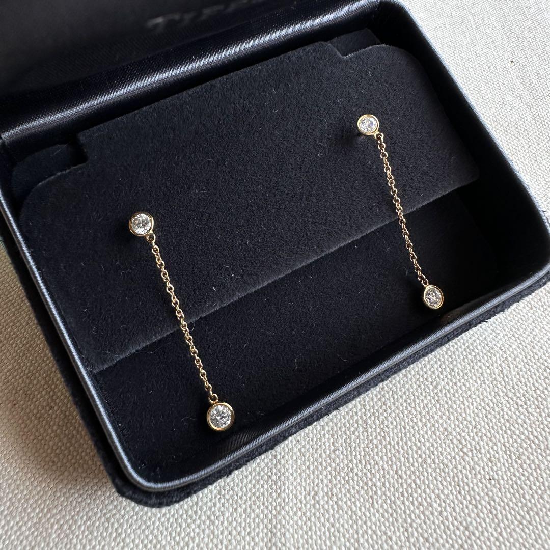 Tiffany & Co. バイザヤード ゴールドチェーンピアス 0.39ct