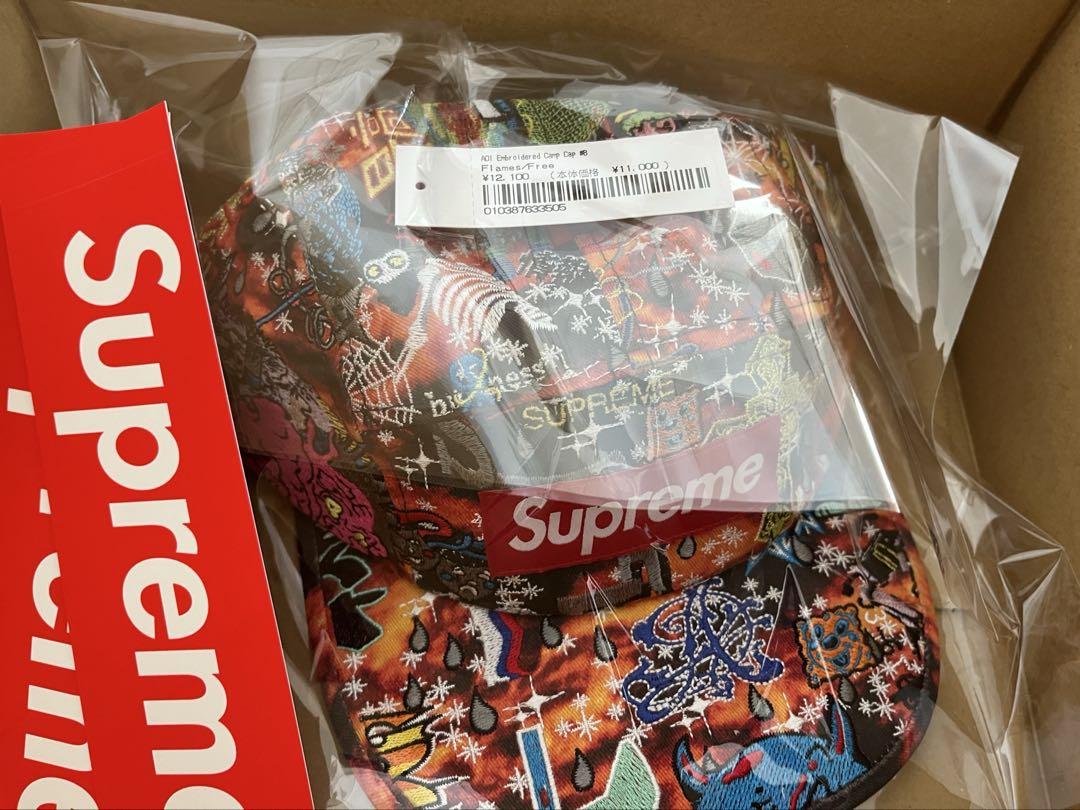 帽子 Supreme AOI Embroidered Camp Cap Flames