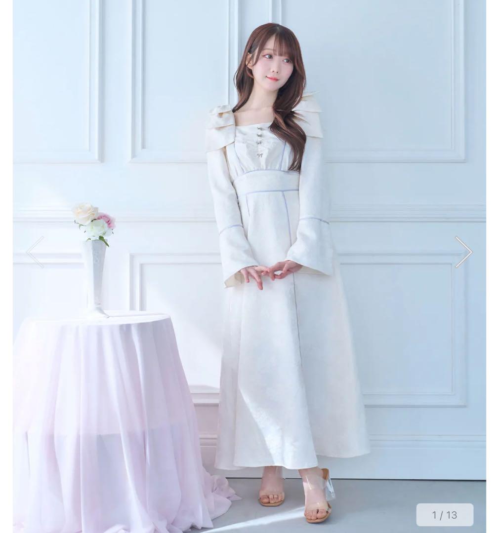 rosemuse shoulder ribbon jacquard dress