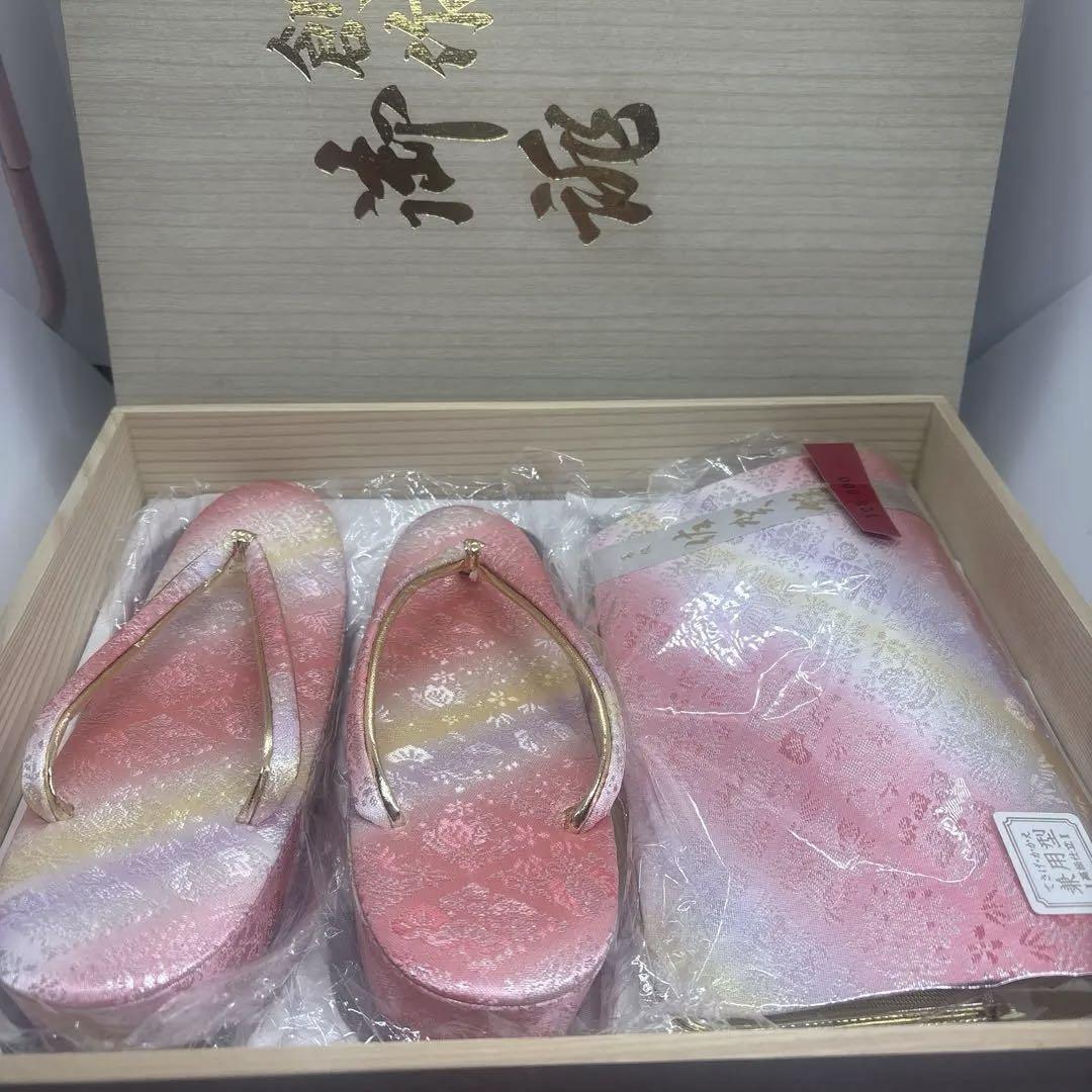 新品・佐賀錦　和装用バッグと草履セット