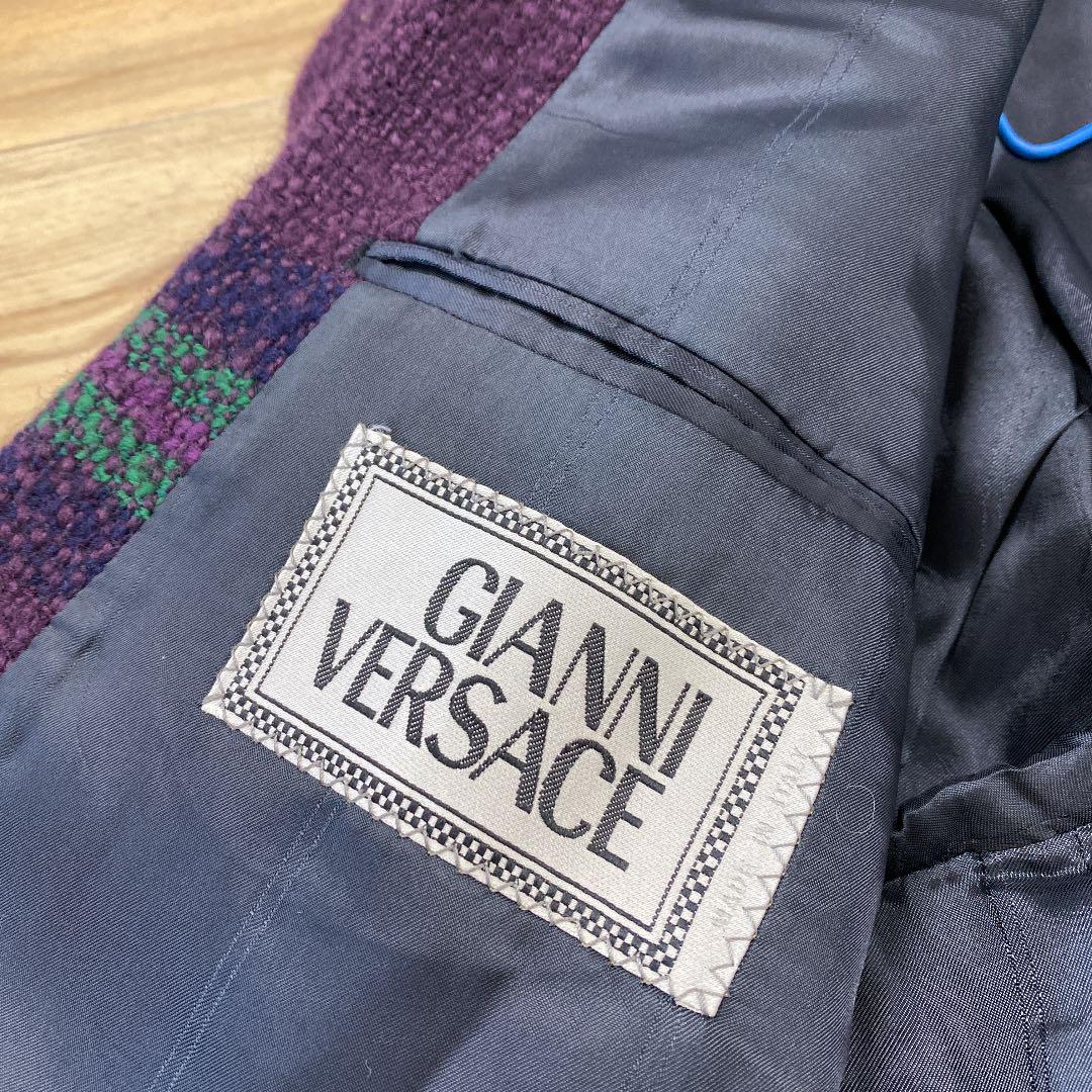 のサイズ GIANNI ヴィンテージ チェックコート R7 WZ0cA-m55673725881 VERSACE レトロ ジャケット