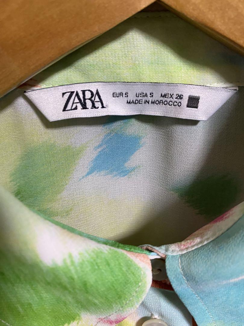 ZARA パステルカラームラ染め花柄リゾートシャツ　羽織