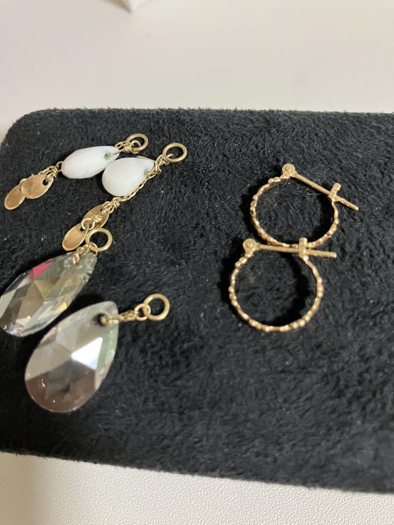 アガット フープピアス&チャームセット