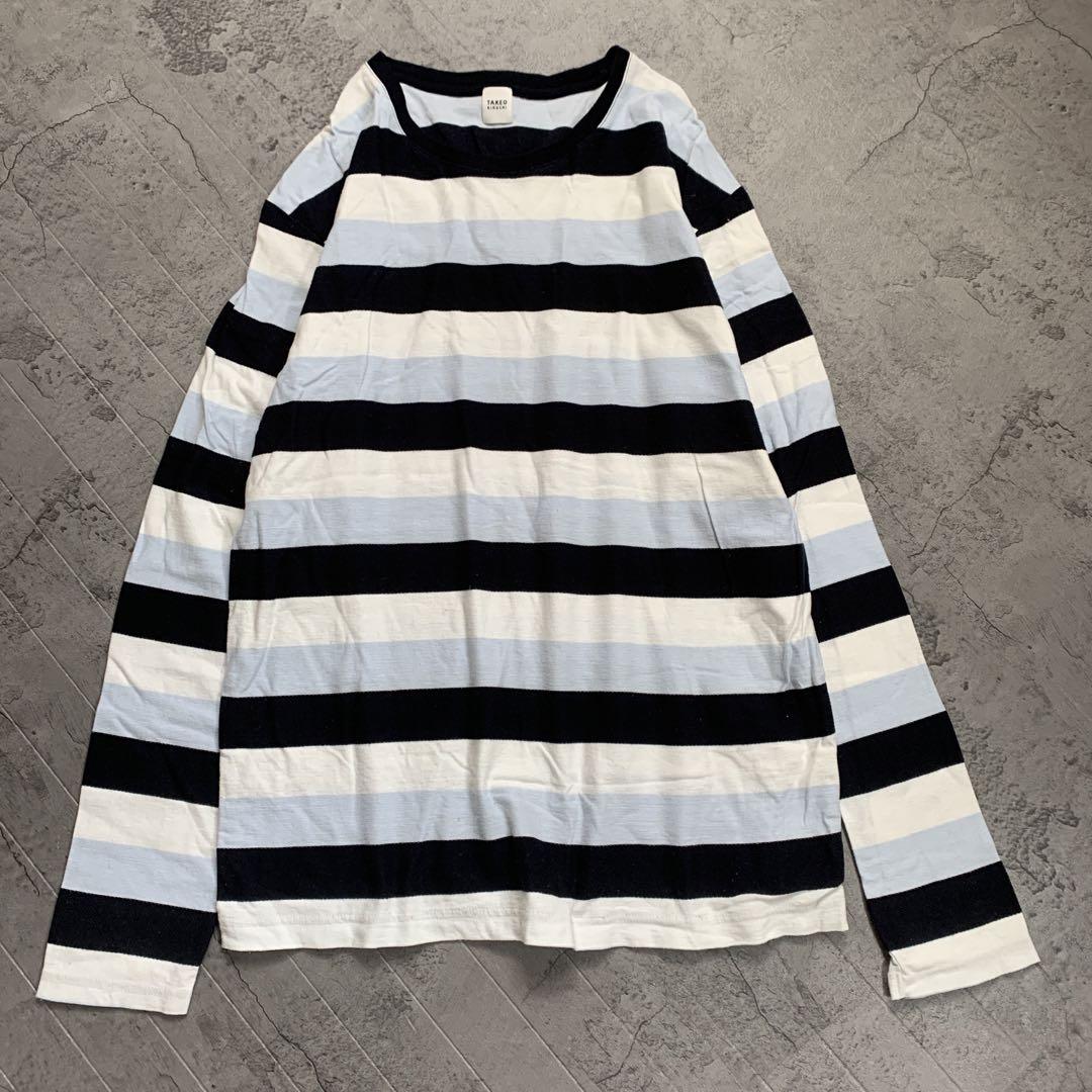 【TAKEO KIKUCHI】(2)ボーダー ニット ロング Tシャツ