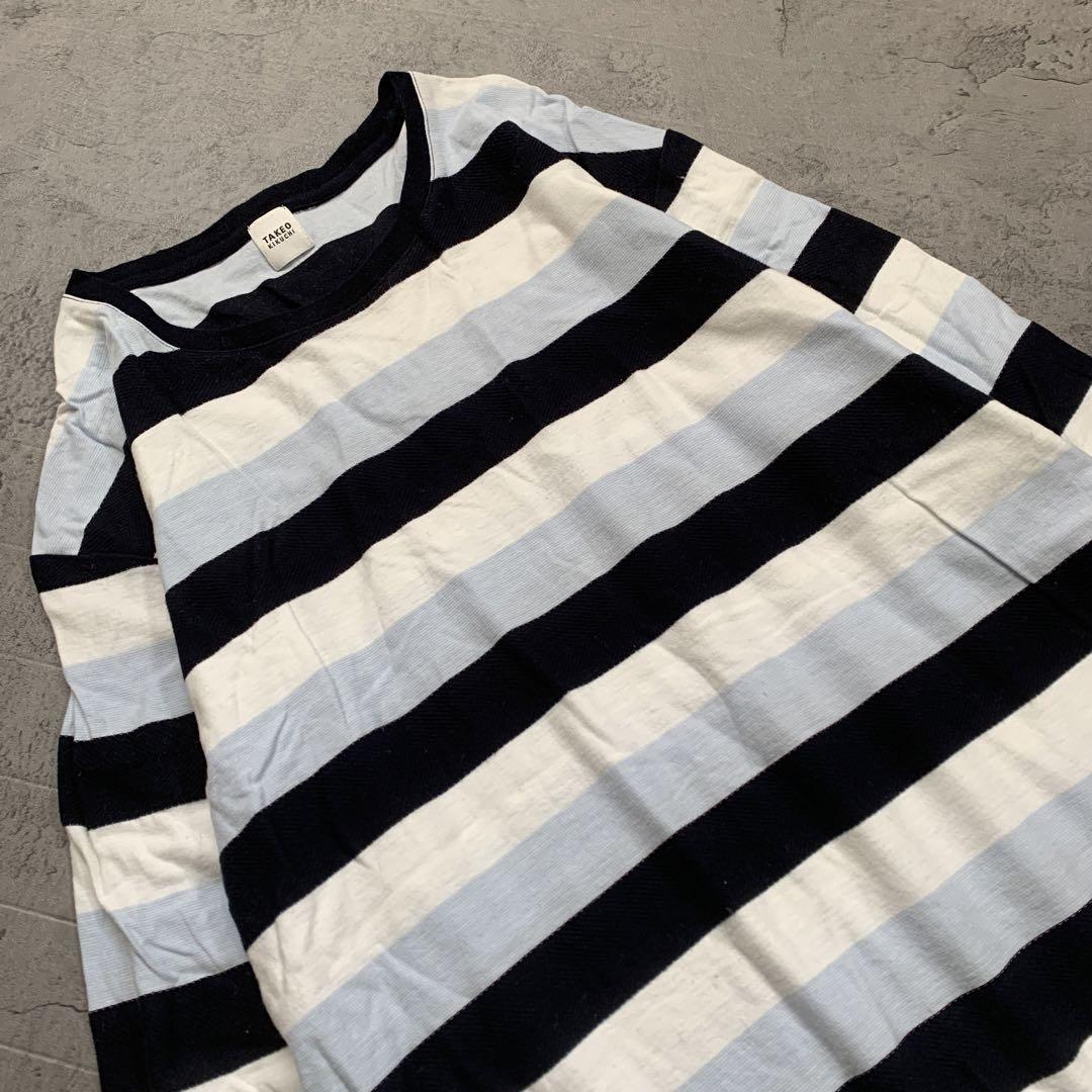 【TAKEO KIKUCHI】(2)ボーダー ニット ロング Tシャツ