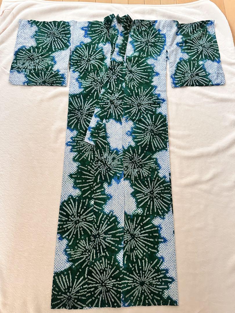 有松絞り 有松鳴海絞り 高級浴衣 青 緑 花柄