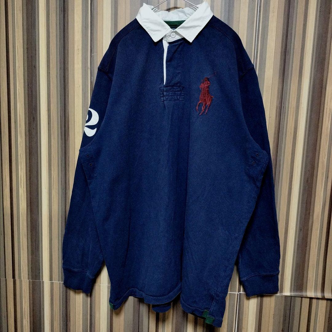 【Ralph Lauren】ラルフローレン ビッグポニー ラガーシャツ L 紺色