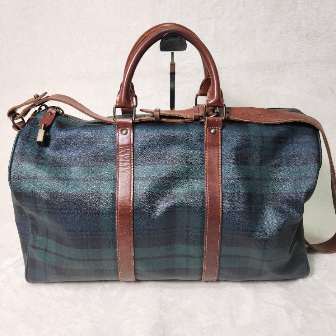 良品　ポロラルフローレン　ボストンバッグ　大容量　2way　チェック　ブラシ付