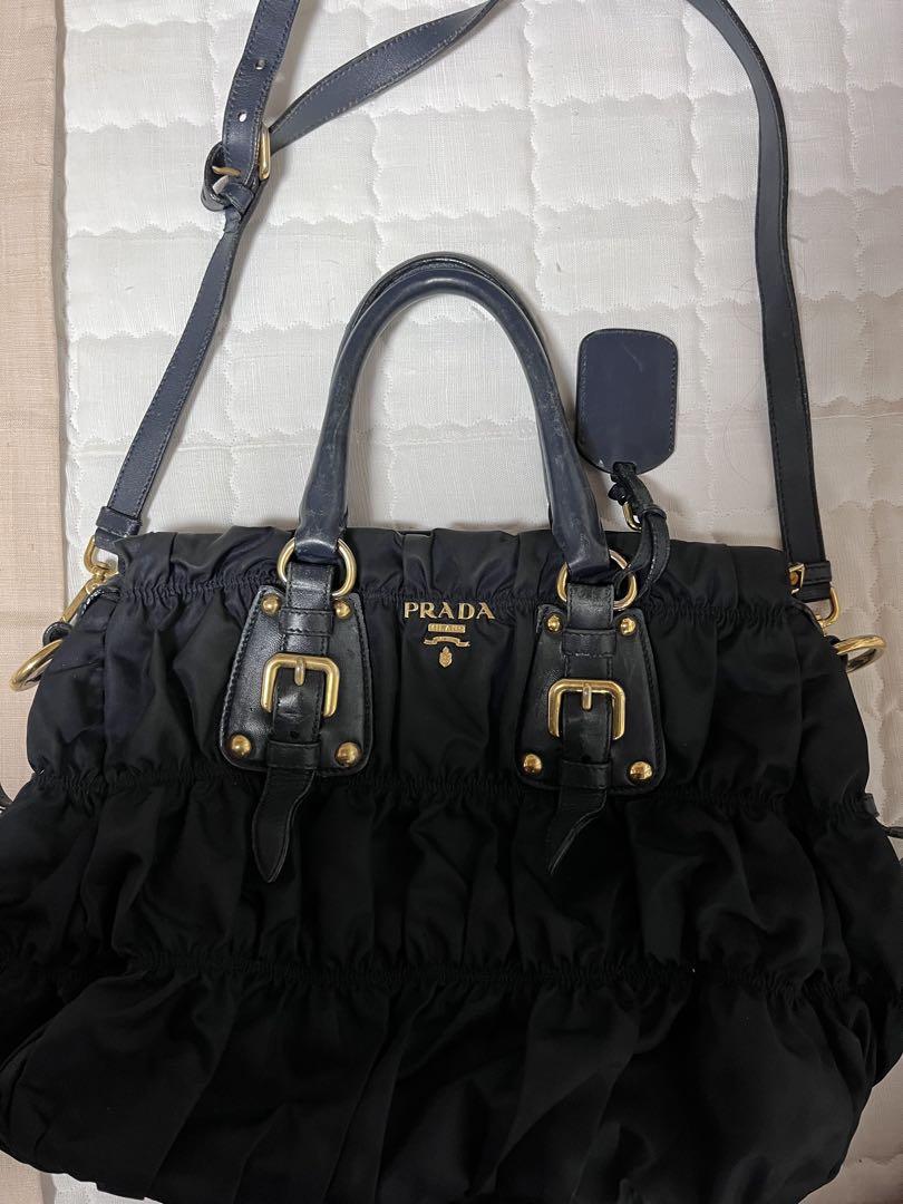 PRADA フリルデザイン ショルダーバッグ ネイビー