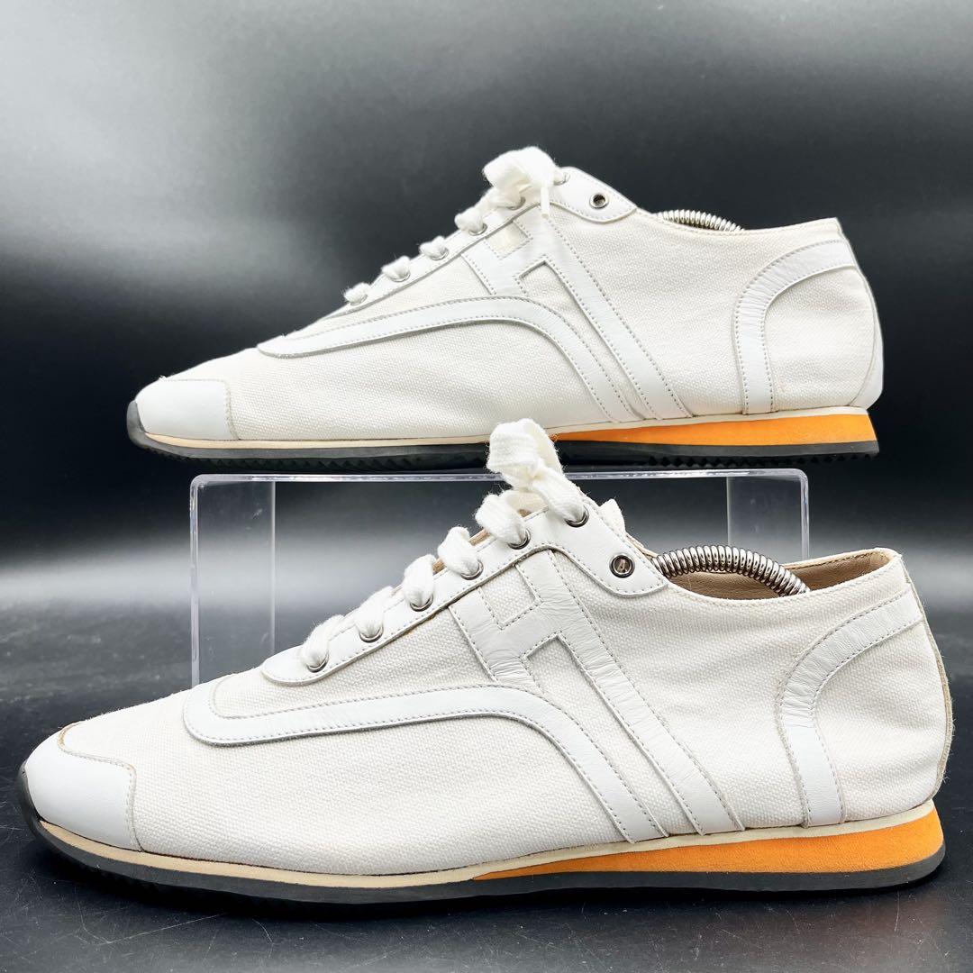 美品✨ エルメス Hロゴ キャンバス ホワイト メンズ 27cm相当