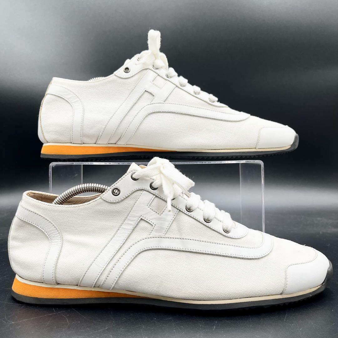 美品✨ エルメス Hロゴ キャンバス ホワイト メンズ 27cm相当