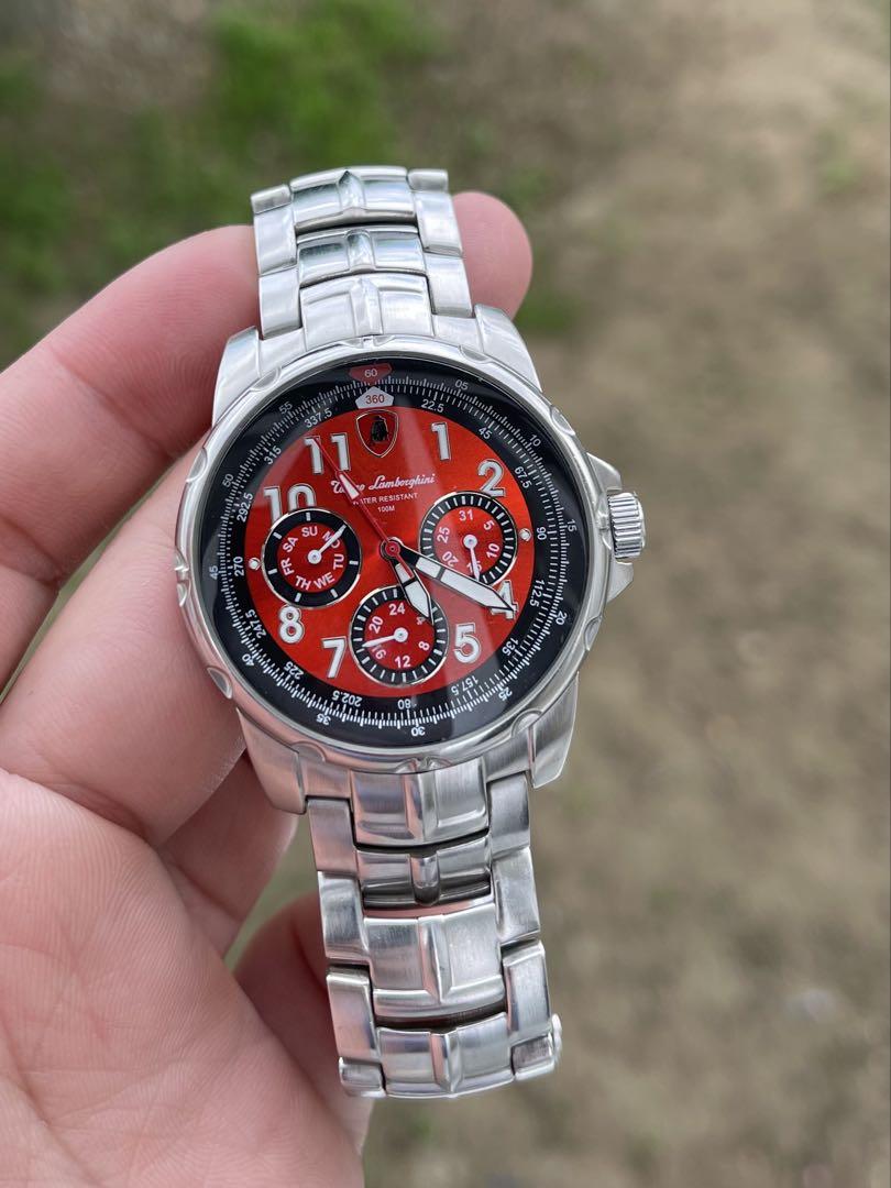 Tonino Lamborghini 腕時計 赤黒 ステンレス
