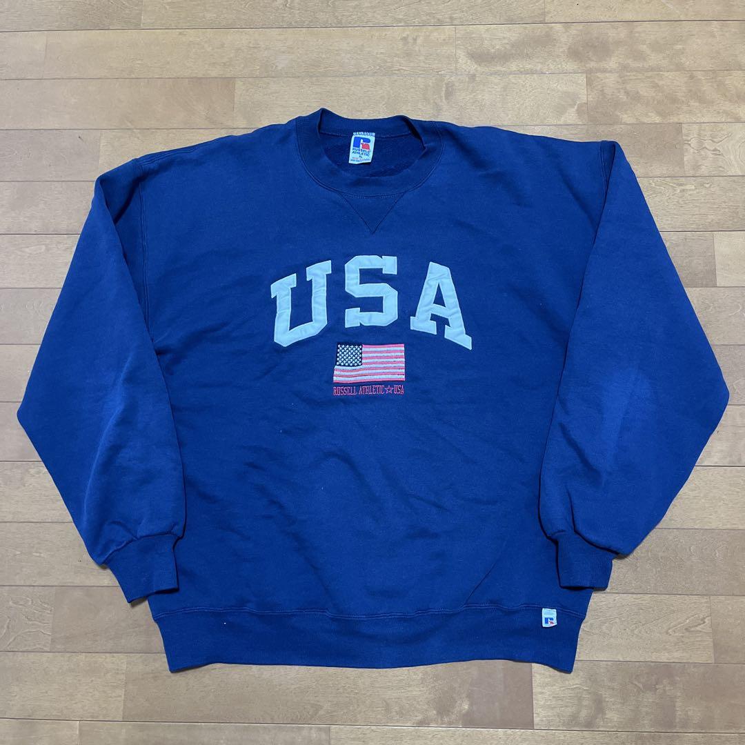 高価値 USA ATHLETIC RUSSELL トレーナー ネイビー XL トップス