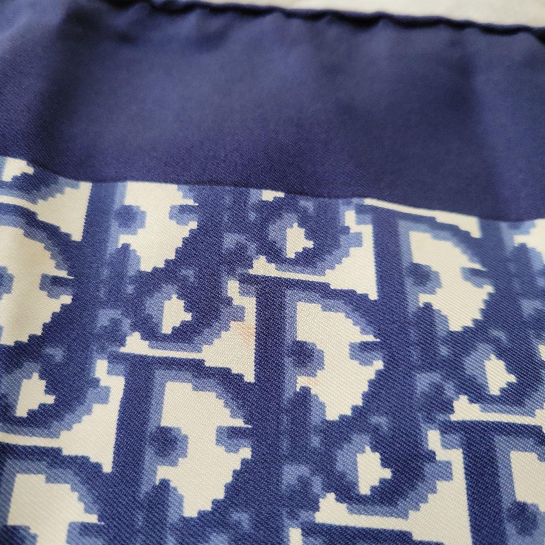 Christian Dior トロッター ネイビー シルクスカーフ