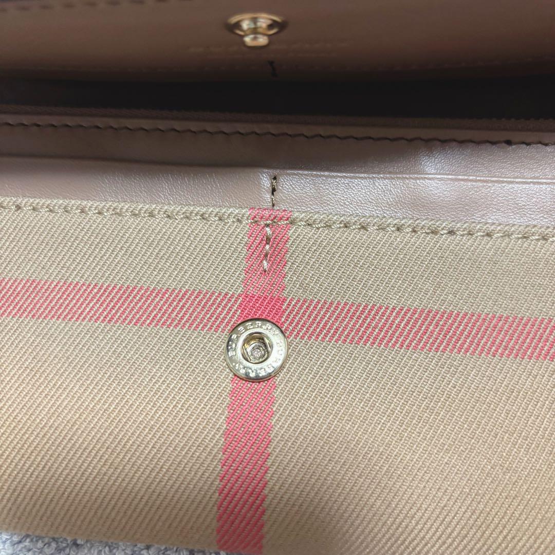 【美品】Burberry バーバリー　長財布　キャンバス　レザー　ノバチェック