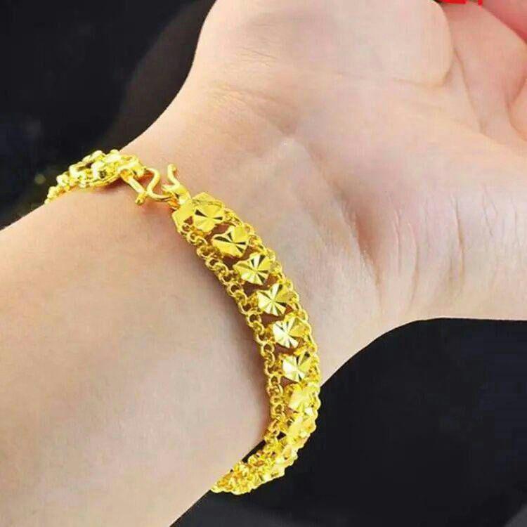 新品未使用?24K金ハートの形のアイデアブレスレット女性ゴールドブレスレット6