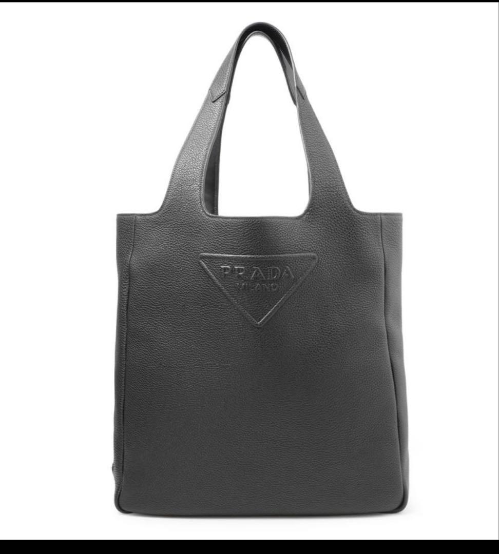 プラダ PRADA VITELLO DAINO ブラック レザートートバッグ