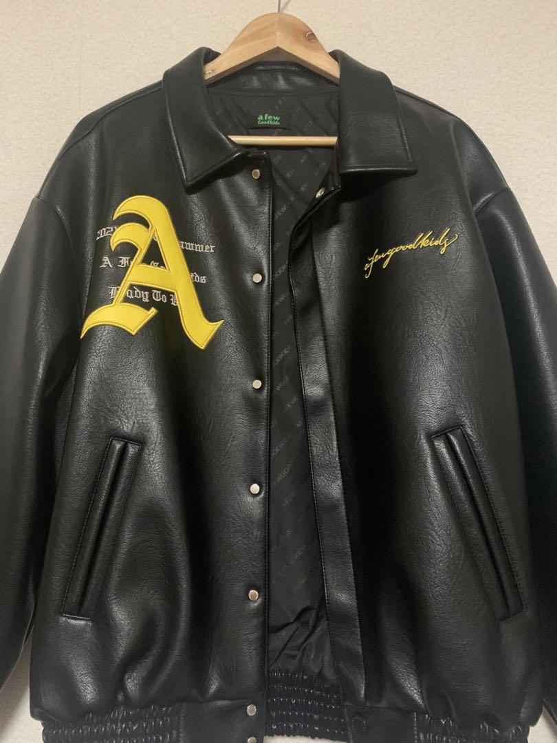 AFGK スタジャン　ロゴ　フェイクレザー　レーシング　[美品]　ジャケット