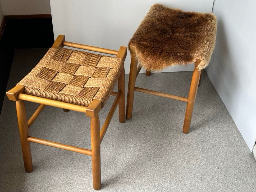 木製スツール 木×ラッシ