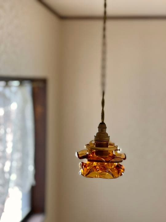 3個セット フレンチ アンティーク ブロカント ローズ ガラス ランプ