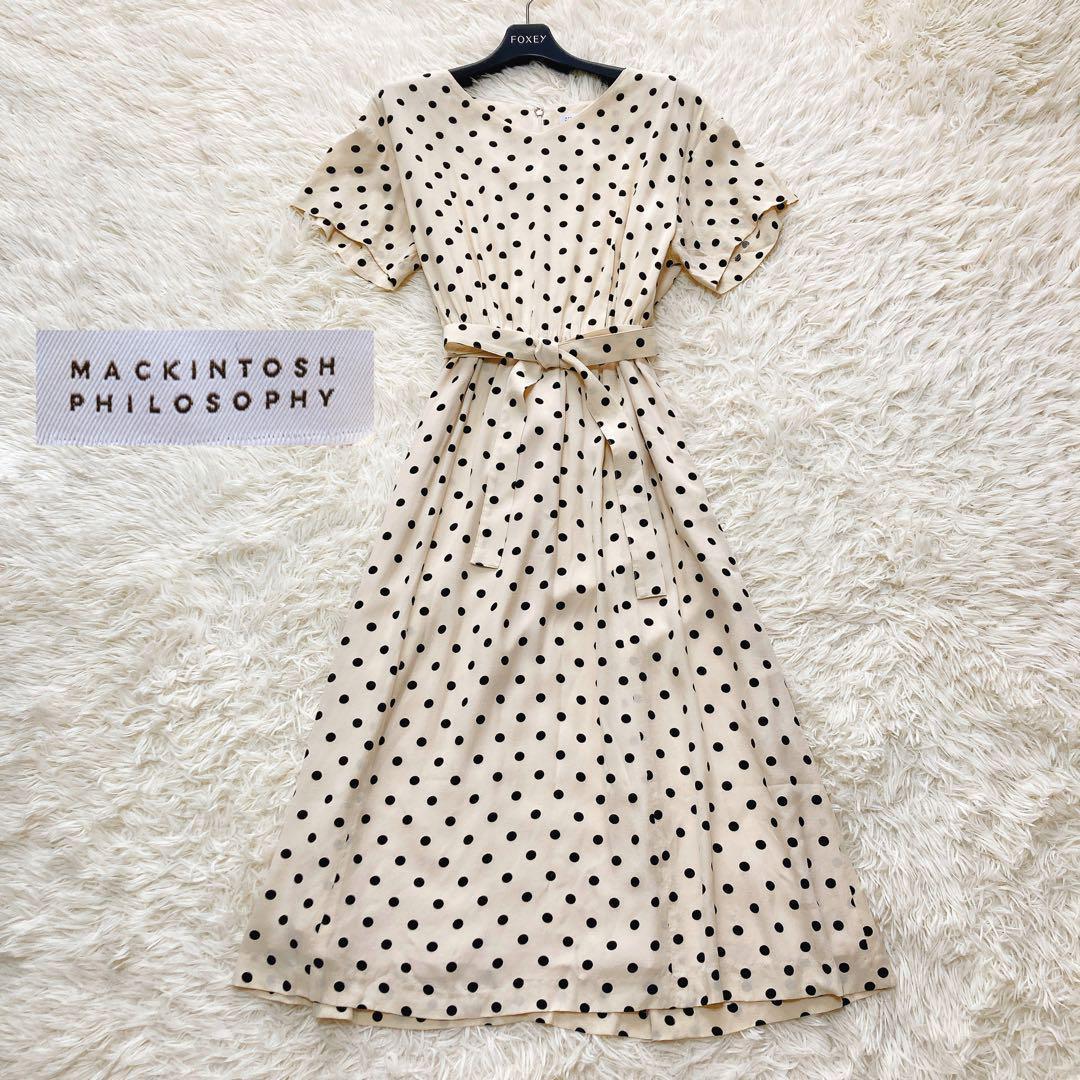 極美品✨マッキントッシュフィロソフィー ドットワンピース リボンベルト