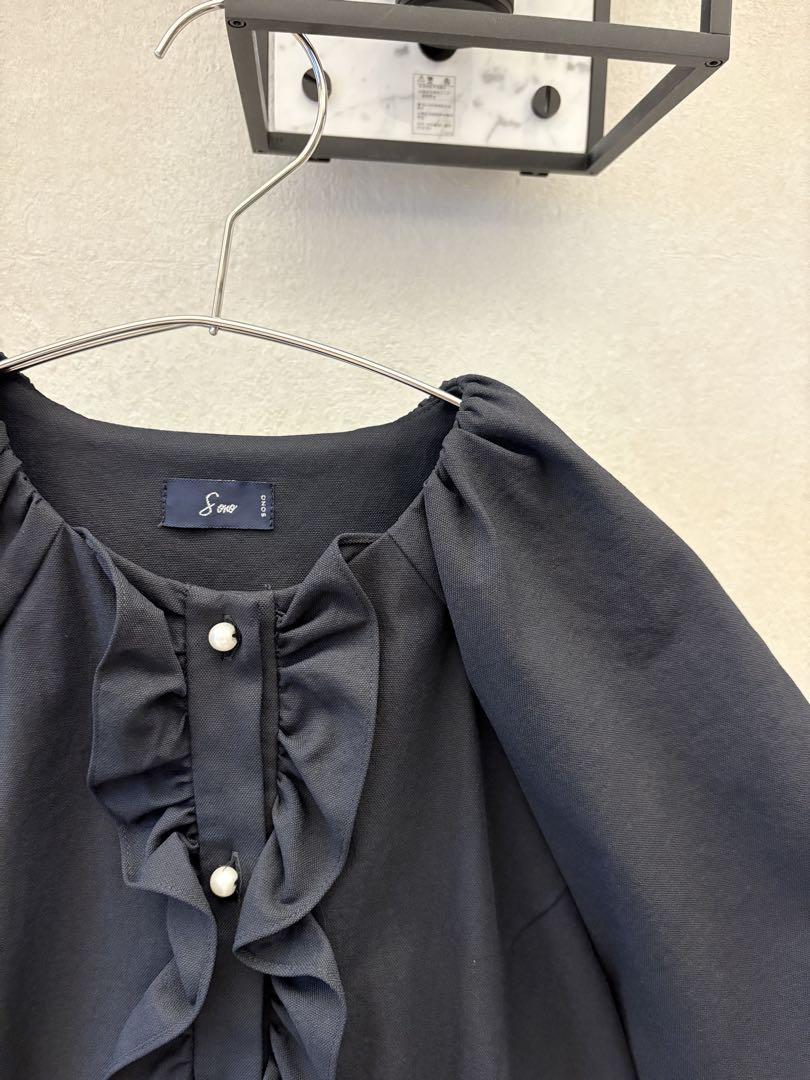 美品】sono navy レディフリル ハミングブラウス ママ行事に