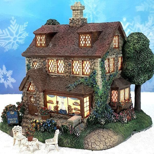 送料込】 23年前の新品 イギリス 田舎町の洋菓子店 ジオラマ ライト