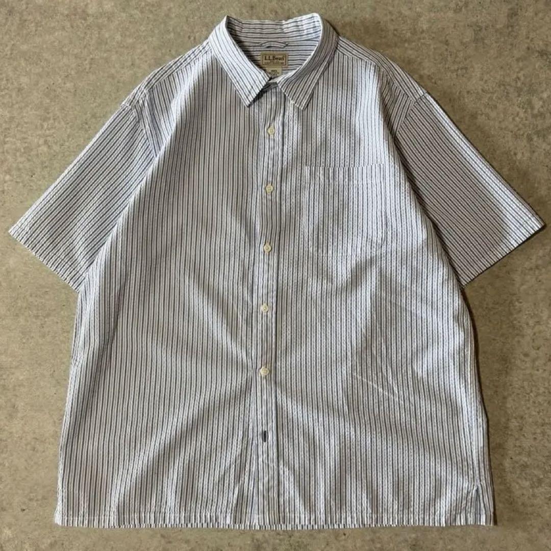 L.L.Bean シアサッカーシャツ 90s エルエルビーン Lサイズ