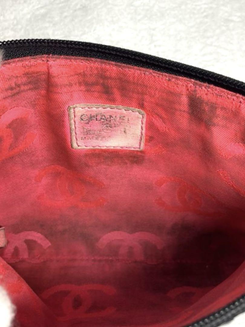 CHANEL シャネル カンボンライン レザー ポーチ マルチケース ブラック