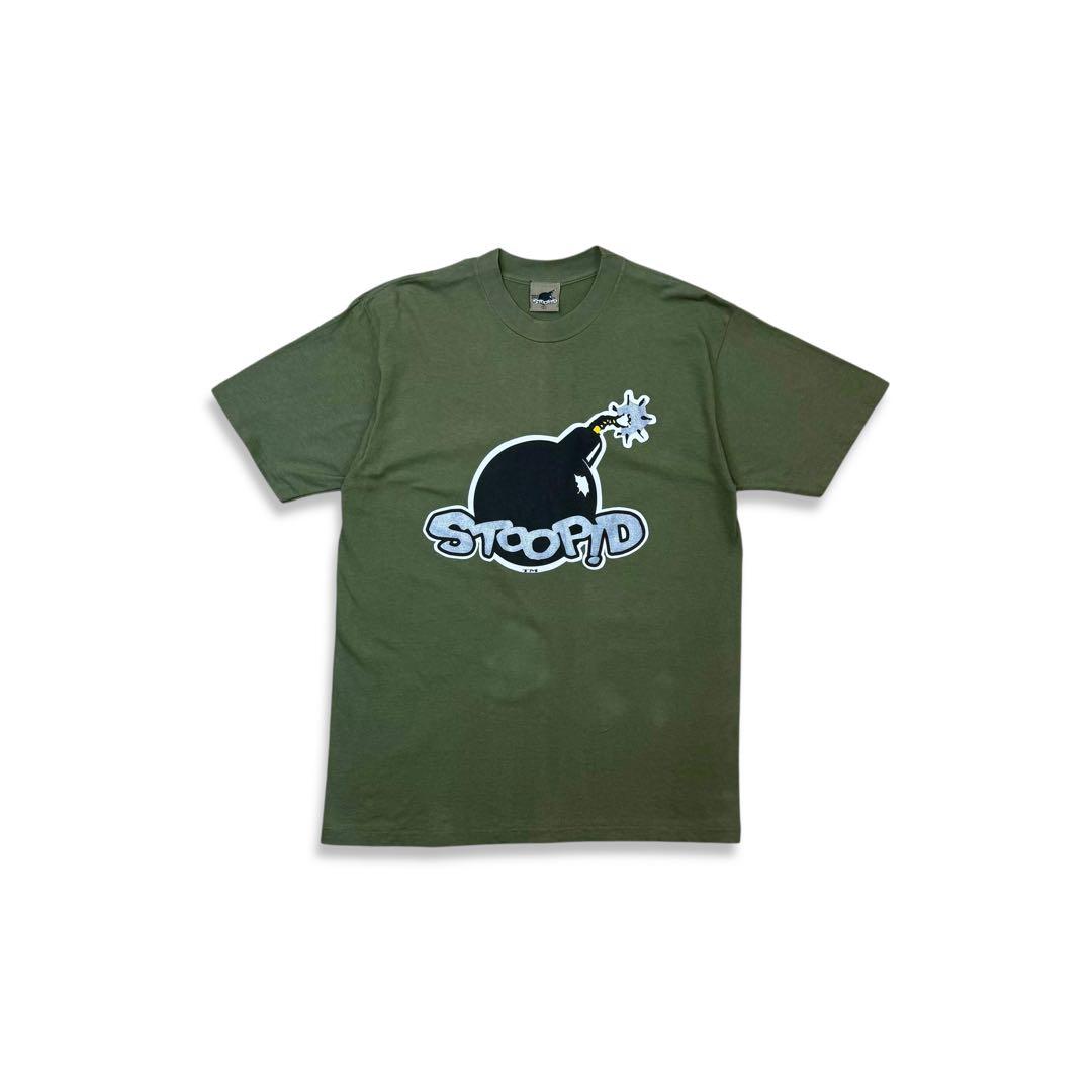 00s Y2K USA製 爆弾ロゴ スケートボード グラフィックTシャツ カーキ