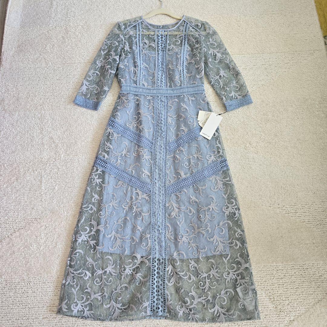未使用♦FRAY I.D オーガンジー刺繍ワンピース FRAY I.D オーガンジー刺繍ワンピース ライトブルー