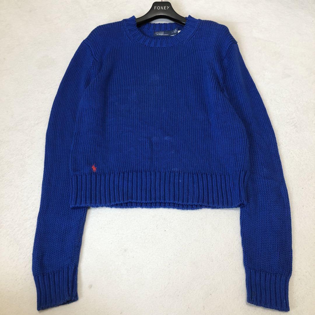 ポロラルフローレン　近年モデル　サイト掲載中　青ニット　ホース刺繍　サイズM