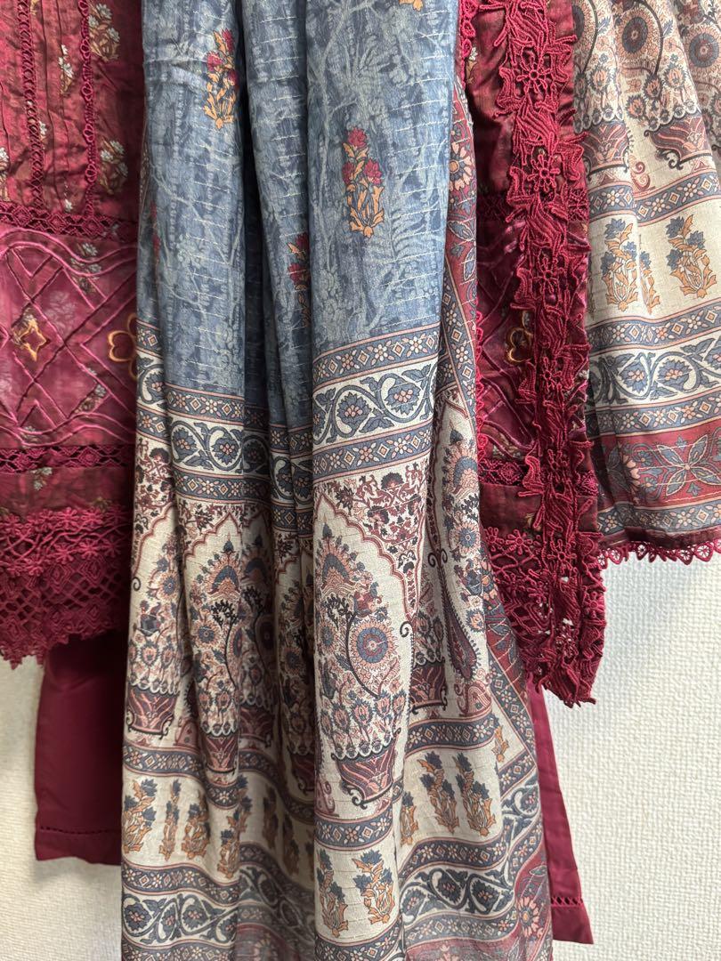 DSA-M2]パキスタン Luxury花レースワーク アラベスクDupatta