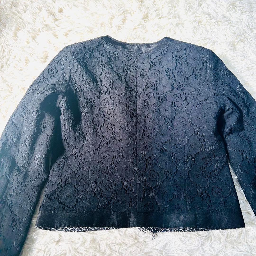 ベルメゾン　リバーシブルセレモニーワンピーススーツセットアップ　ツイード　レース