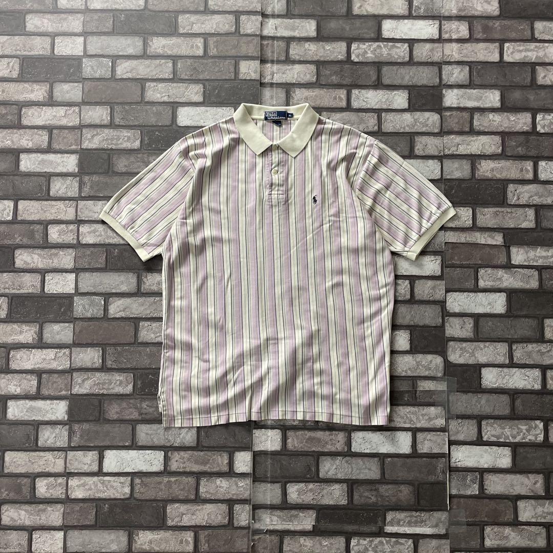 OLD Ralph Lauren stripe polo shirt pink