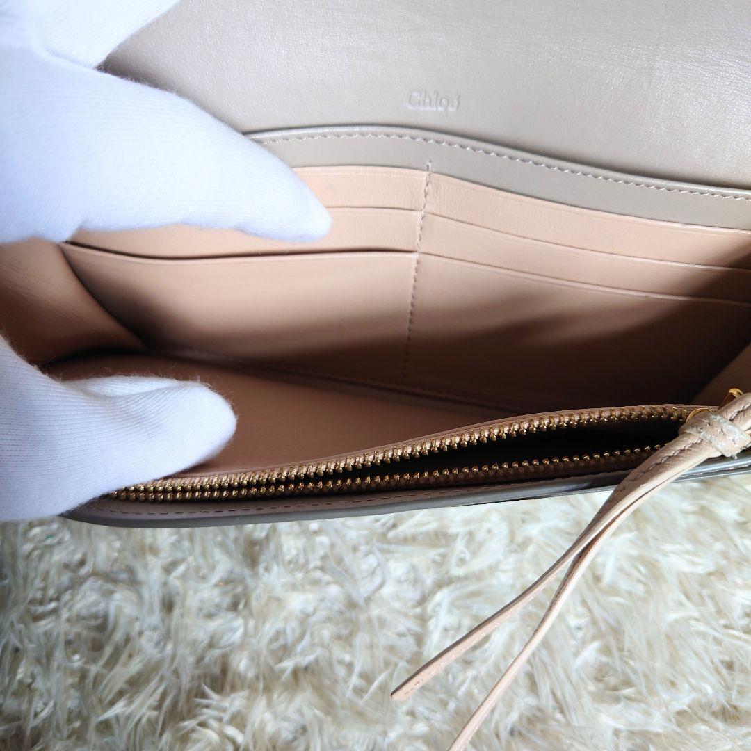 【希少・美品✨】Chloe クロエ 長財布 二つ折り ベージュ C ゴールド金具