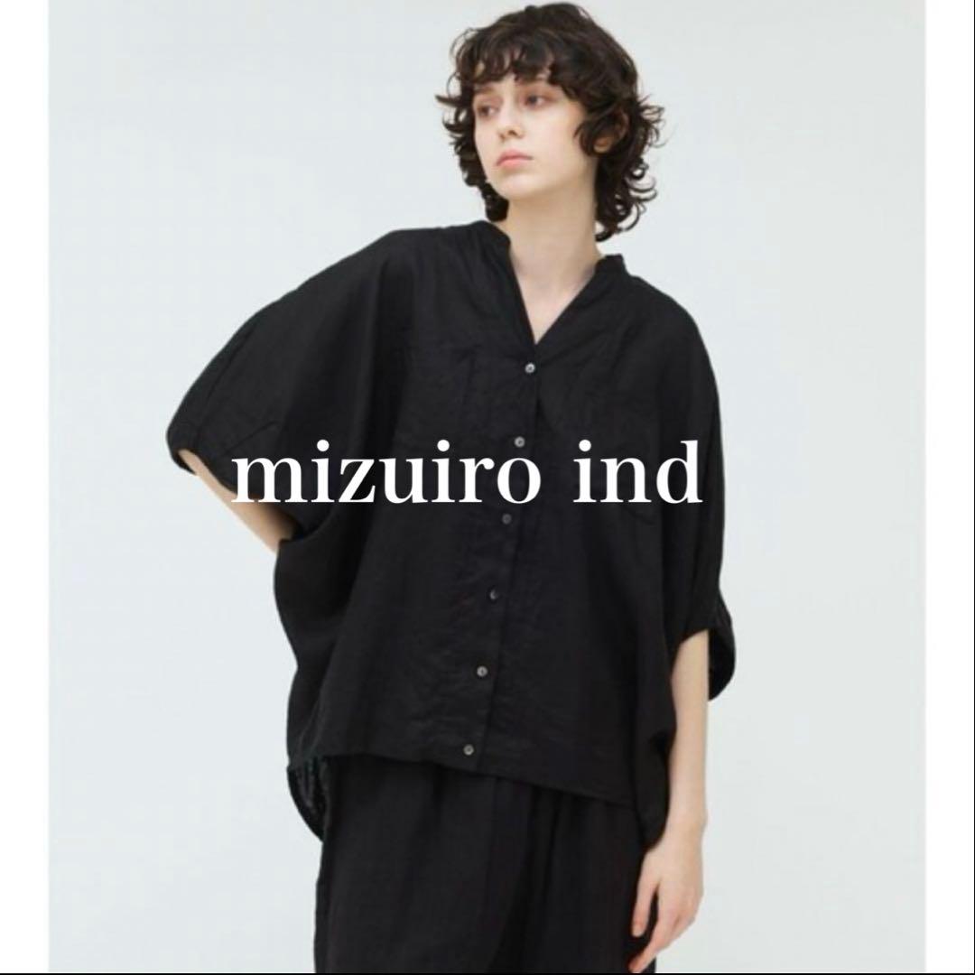 mizuiro ind⭐︎ミズイロインド リネンスタンドカラーコクーンシャツ