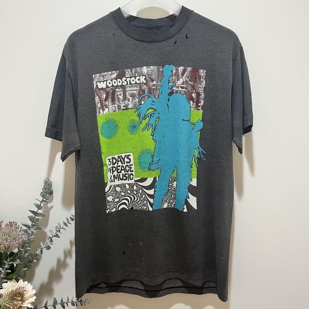 WOODSTOCK ウッドストック ビンテージ 古着Tシャツ　袖裾シングル